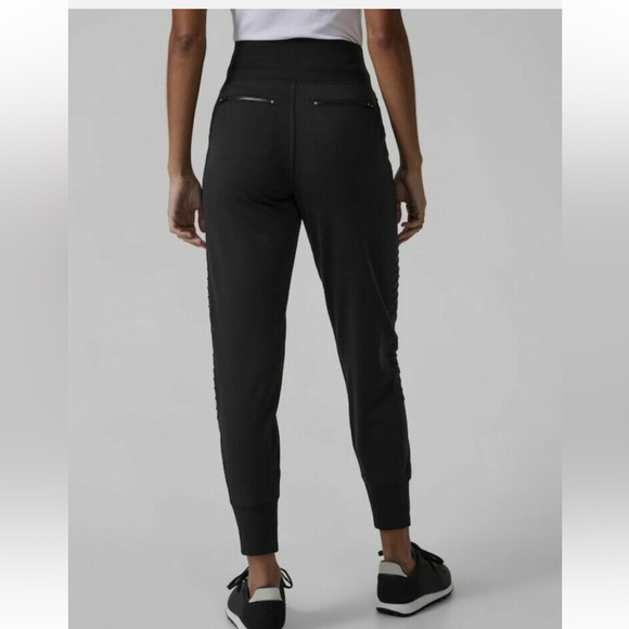 Athleta Women's Venice Moto Black High-Waisted Jogger Pants Black Sz L EUC - Picture 3 of 16